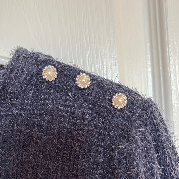 Cozy Blue Sweater with Button Detail - Picture 2 of 2